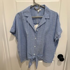 Beach Lunch Lounge Short Sleeve Button Down Shirt w/ tie size L